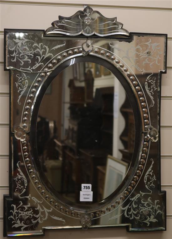 A Venetian style wall mirror W.53cm